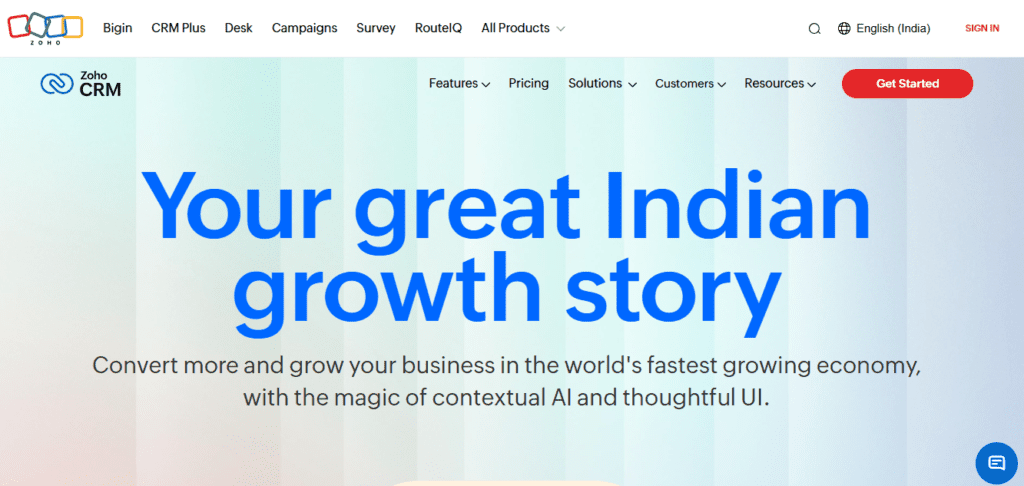 Zoho CRM website